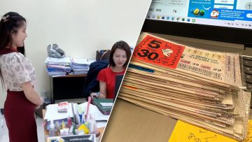 สาวถูกหวย ถือลอตเตอรี่ปึกใหญ่